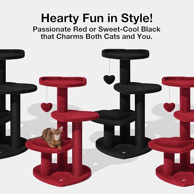 VETRESKA Cat Tree for Indoor Cats, Multi Level Cat Tower with Cat Scratching Post, Cute Cat Climbing Tree with Dangling Toy for Cats(Black)