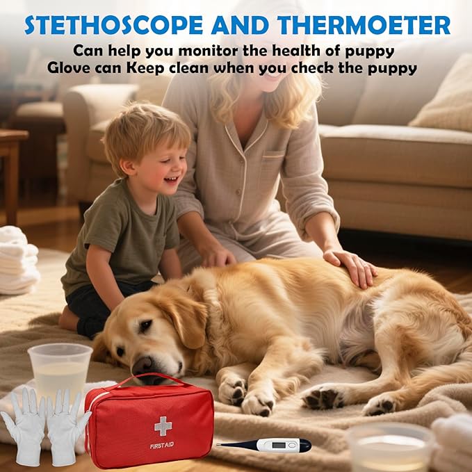 Whelping Kit for Puppies Birth - Reusable Birthing with 70Piece,Birthing Essentials with Emergency Whelping Supplies,Kitten Bottle Feeding kit for New Born Puppy Supplies and Kitten