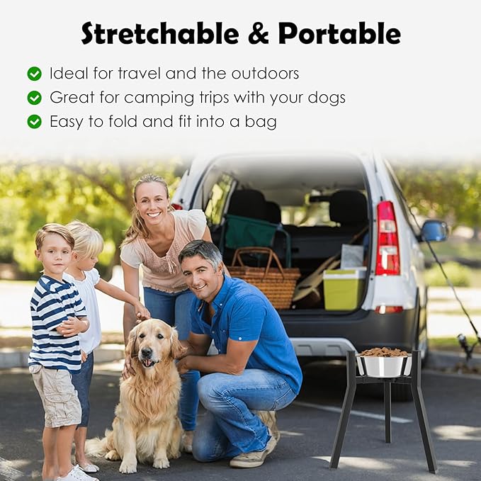 Elevated Dog Bowl Stand for Large Dogs, Adjustable Width 8.2-12.6", 16.9" Tall Single Raised Dog Food Water Stand,Bowl Not Included