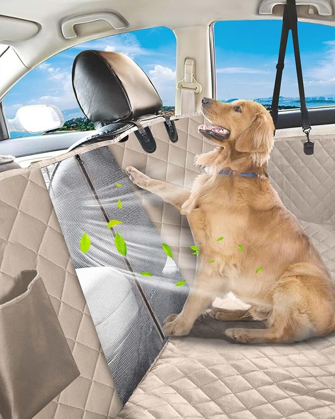 Victoper Dog Car Seat Cover, Heavy Durable Dog Seat Cover for Back Seat, 100% Waterproof Scratch Proof Nonslip Dog Hammock for Car with Side Flap, Pet Back Seat Covers Large 60" W x 64" L