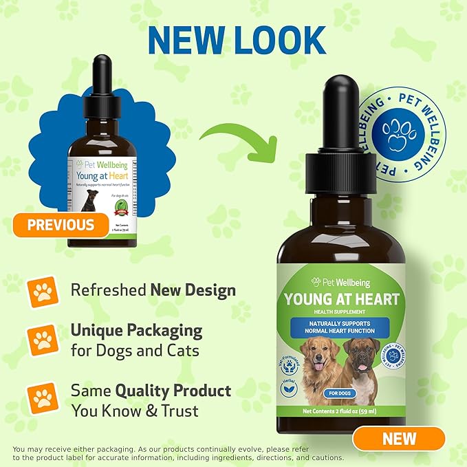 Pet Wellbeing Young at Heart for Dogs - Senior Heart Health Support, Cardiovascular Wellness & Vitality - NASC Certified & Vet-Formulated - 2 oz Liquid Formula
