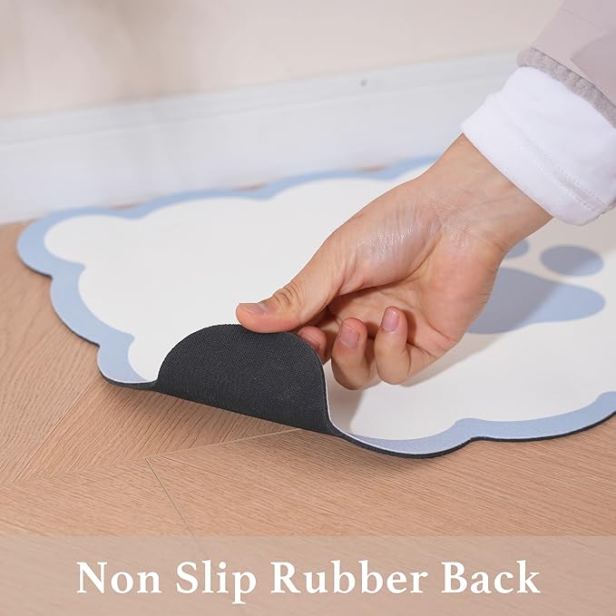 Ralxion Scalloped Dog Feeding Mat, Absorbent Mats for Dog Food and Water Bowl, Dispenser, Cute Elegant Aesthetic Water Blue Scallop Pet Placemat for Dogs, Cats, Puppy Accessories, 17" X 24”