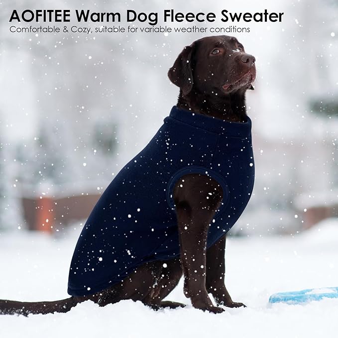 AOFITEE Fleece Dog Sweater, Warm Dog Fleece Vest, Thermal Oli Pullover for Small Dogs, Soft Sweatshirt for Fall Winter, Cozy Sleeveless Dogs Vest Boy Girl for Indoor Outdoor Blue XS