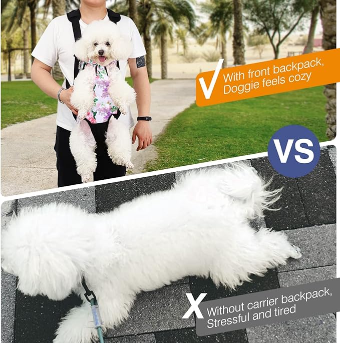 Pawaboo Pet Carrier Backpack, Adjustable Pet Front Cat Dog Carrier Backpack Travel Bag, Legs Out, Easy-Fit for Traveling Hiking Camping for Small Medium Dogs Cats Puppies, Extra Large, Flowers