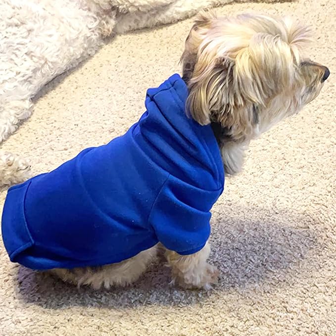 Jecikelon Winter Dog Hoodie Sweatshirts with Pockets Warm Dog Clothes for Small Dogs Chihuahua Coat Clothing Puppy Cat Custume (Dark Blue, Large)