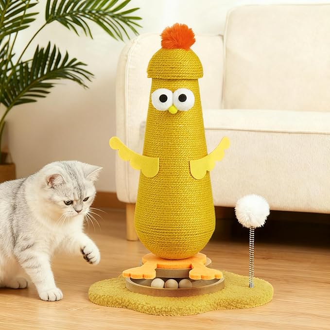 Cat Scratching Post for Indoor Cats,Cat Toys Scratcher Sisal Scratch Posts for Kittens with Interactive Track Ball Spring Ball Toy