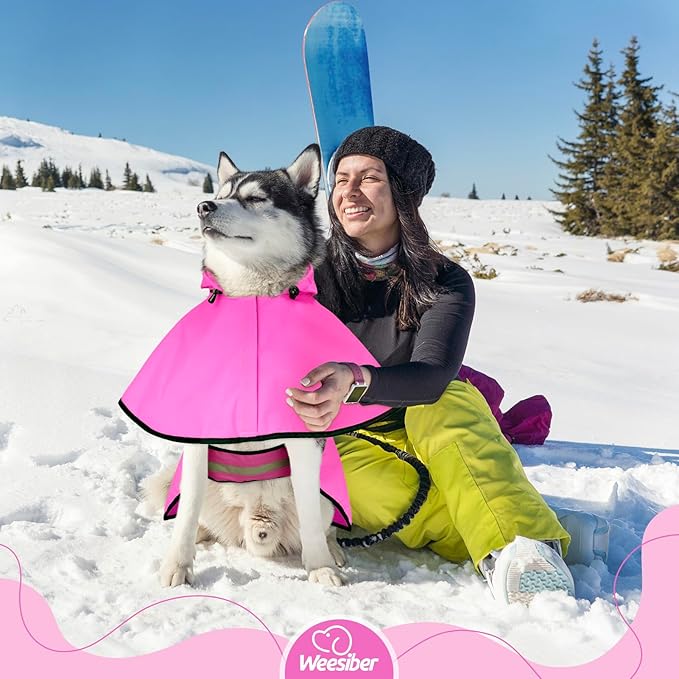 Weesiber Dog Raincoat, Waterproof Dog Rain Jacket with Leash Hole, Lightweight Reflective Pet Rain Coat for Walking (XL, Pink)
