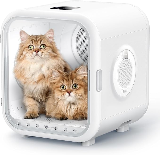 HomeRunPet Cat Dryer, 360° Efficient Automatic and Quiet Box with Smart Temperature Control, Ideal for Cats and Medium Dogs (62L Drybo Pro Pet Dryer Box)