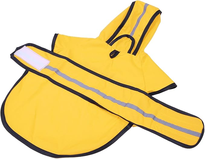 HDE Dog Raincoat Jacket Reflective Adjustable Hooded Pet Poncho Rain Coat with Leash Hole for Small to X-Large Dogs Yellow - M