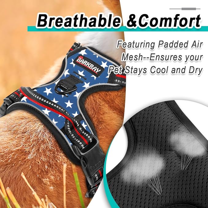 BARKBAY Dog Harness No Pull for Small Dogs - Adjustable, Reflective, Comfortable, No Choke, Heavy-Duty - Perfect for Outdoor Training, Walking, and Hiking - Strong & Durable - XS & Star