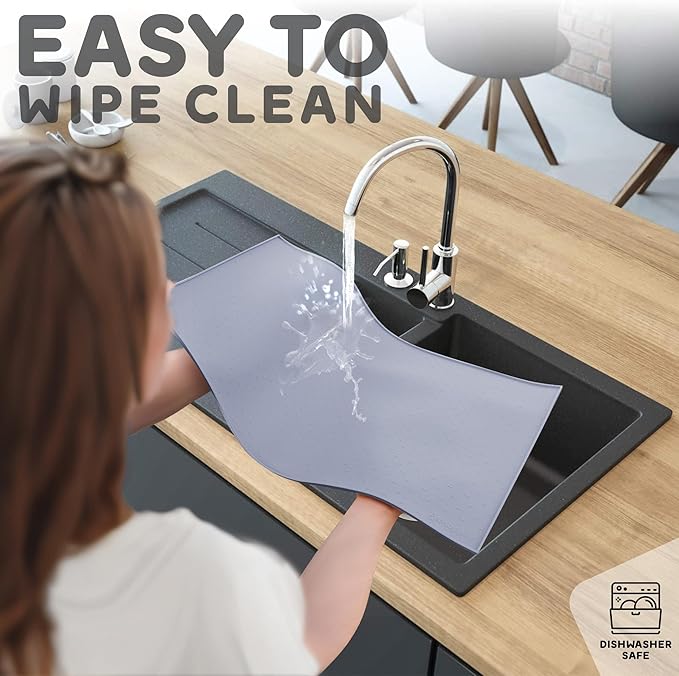 Dog Food Mat - 24x15 Raised Edges Dogs Mat for Food and Water Prevent Spill, Waterproof Cat Food Mats Protect Floors, Easy Clean Dog Bowl Mats for Food and Water, Silicone Pet Feeding Placemats