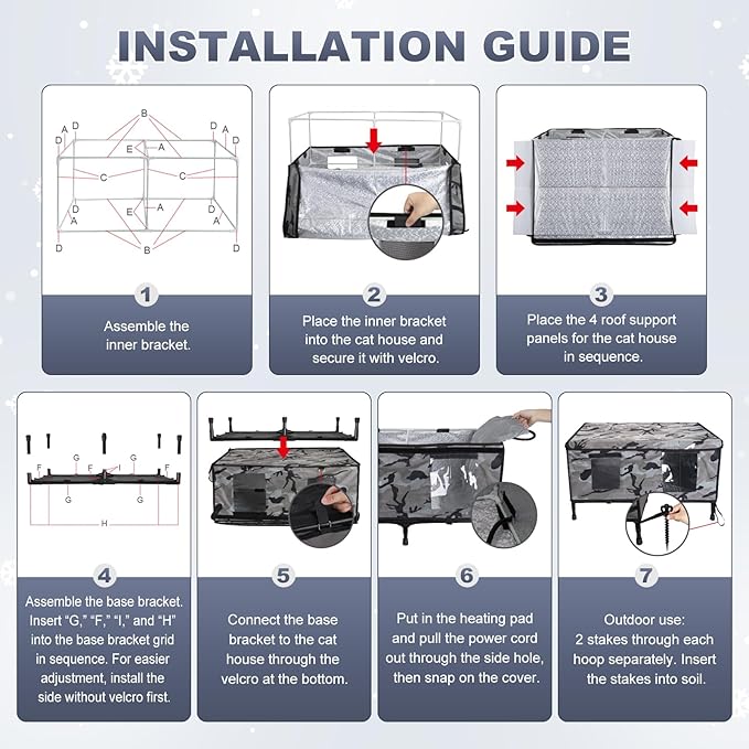 Heated Cat House for Outside in Winter, Weatherproof Insulated Outdoor Cat House with 2 Door & Elevated Base & Rain Coat, Feral Cat Shelter for Stray Cat (24"x18"x18")
