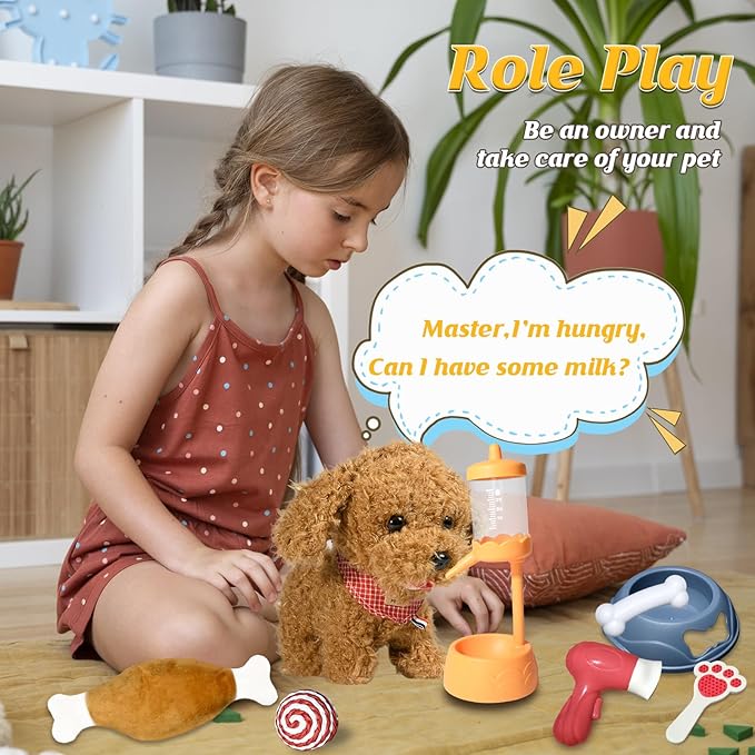 Puppy Toys for Kids, Toy Dogs That Walk and Bark, Walking Dog Toy for Kids with Leash, Interactive Stuffed Puppy with Remote Control, for Girls and Boys Aged 3-7 Year Old