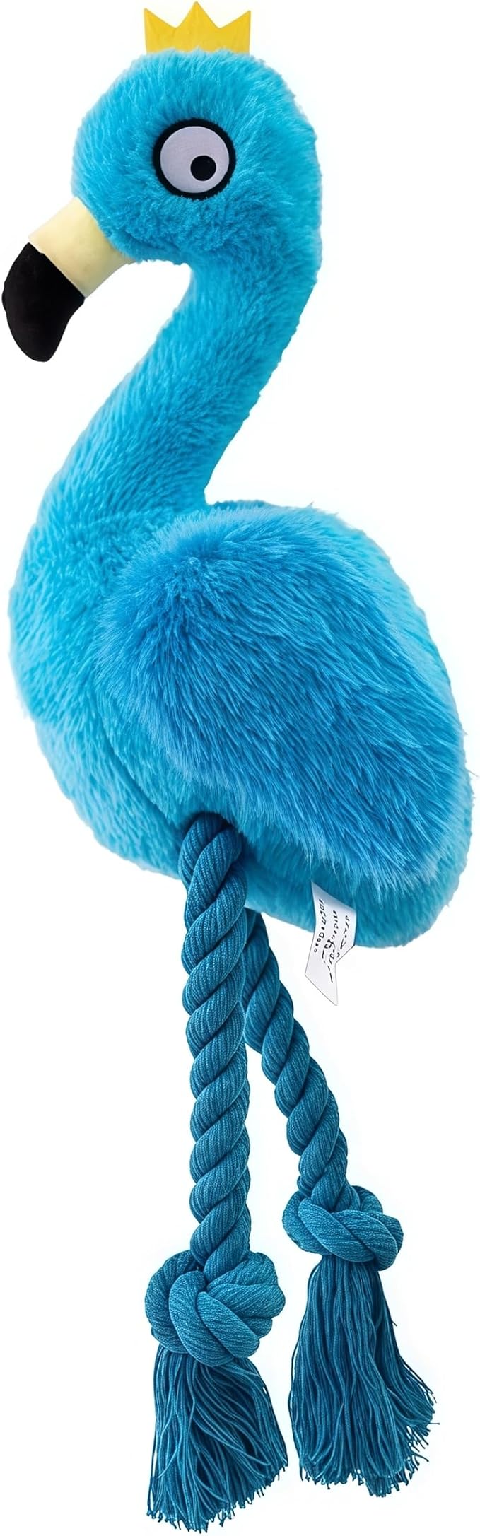 Plush Flamingo Dog Toy, Blue, Squeaky Stuffed Animal with Rope Legs, Interactive Chew Toy for Small, Medium Dogs