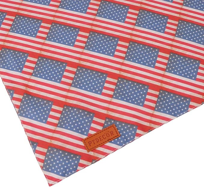 PTDECOR American Flag Dog Bandana Flag Stars Patterns, Patriotic Pet Scarf Reversible Triangle 4th of July Bandanas for Large X-Large Dogs Pets (X-Large)