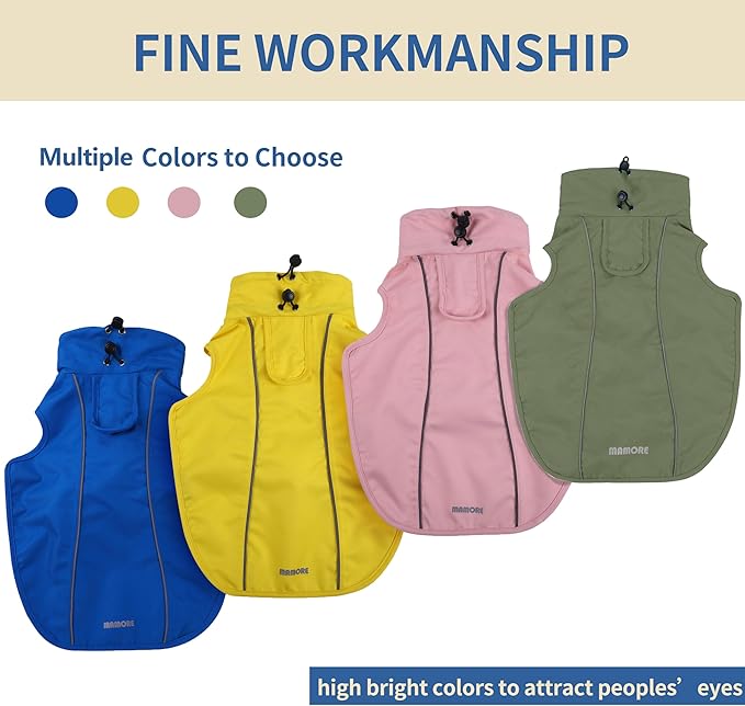 Adjustable Waterproof Dog Raincoat for Dogs,Lightweight Pet Rain Jacket Puppy Clothes with Reflective Strip for Small Medium Large Dogs (Army Green, XX-Large)