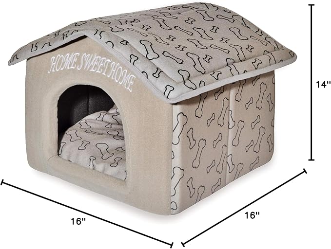 Best Pet Supplies Dog House Bed Crate Mat Tent Indoor Round Soft Plush for Small, Medium, and Large Breeds - Light Brown, 16 x 16 x 14"