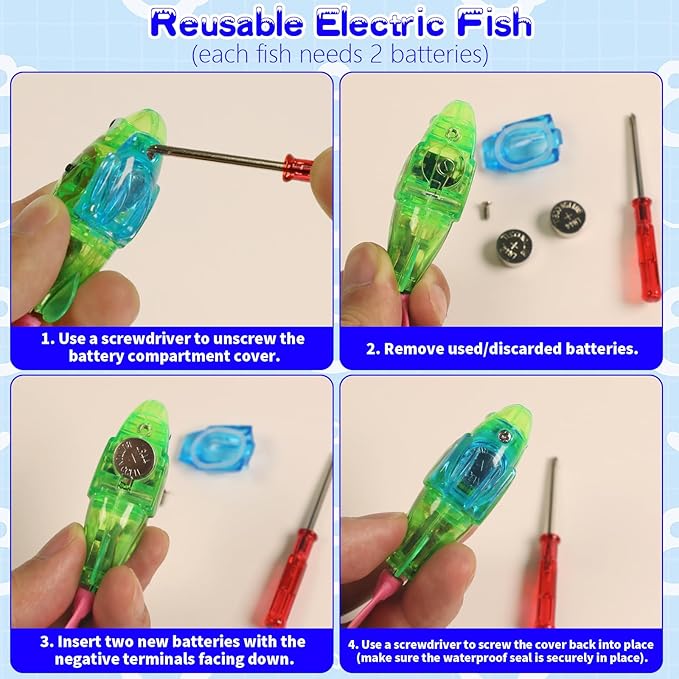 uniro Cat Pool Toy with Fishes - 3 LED Swimming Fish Toys for Cats Robo Swimming Fish with Flashing Lights- Foldable Cat Pool Proof Kitten Water Play Mat for Indoor Cats Fun Bath & Exercise FishToy