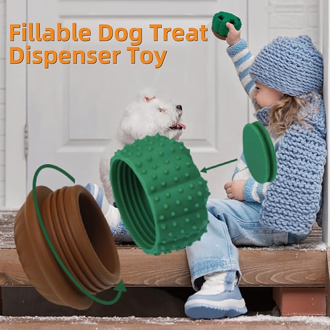 Cactus Dog Chew Toys - Interactive Dog Toy to Keep Them Busy, Tough Chew Toys for Dogs, Leakable Slow Feeder Dog Toy Ball for Medium and Large Dogs 25-75 lbs