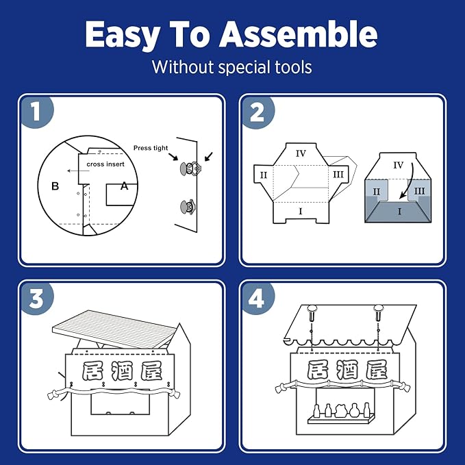 SMILE PAWS Cat Beds for Indoor Cats, Cardboard Cat House with Scratchers, Izakaya Bar, Large Sturdy Cat Furniture Condo Cave Tent, Easy to Assemble Pet Toys Accessories Stuffs, Bunny Small Animals