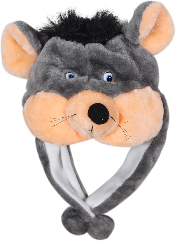 Plush Fun Animal Hats One Size Cap Polyester With Fleece Lining