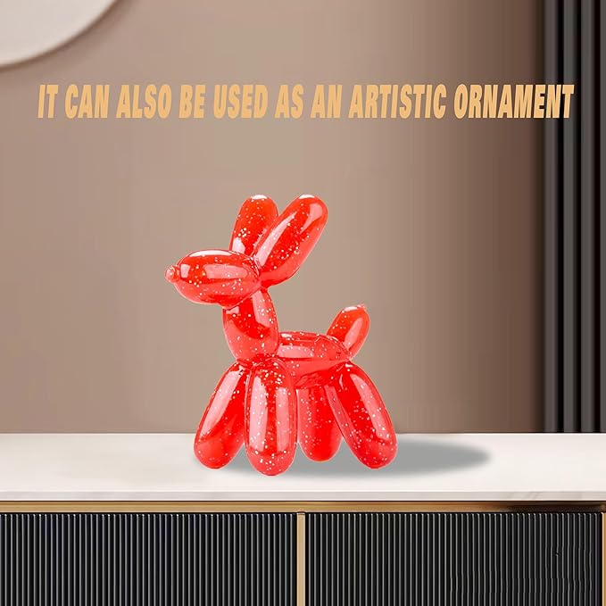 Durable Dog Chew Toy – Balloon Dog Shape, 6.14” for Medium & Large Dogs, Tough Plastic, Interactive Chew Toy for Boredom & Dental Health(Red)