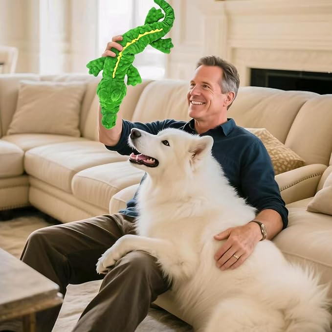 Dog Toys,Interactive Stuffed Squeaky Animal Crinkle Plush Toy for Small, Middle, Large Dogs, Interactive Dog Toy to Keep Them Busy,Large Dog Toys for Tug of War Game,Crocodile
