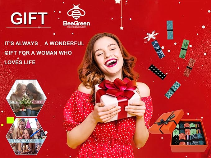 BeeGreen Geometry Reusable Grocery Bags Bulk 6 Packs X-Large, Reusable Shopping Bags Foldable for Groceries, Vegetables, Fruits Watertight Bulk Tote Bags (Cactus Rainbow Polka Dot Red Rose