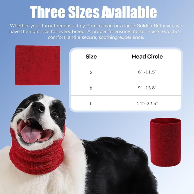 Dog & Cat Calming Band Cat Anxiety Relief Cover,Double Layer Thickened Pet Ears Elastic Neck Band Noise Cancelling Ear Muffs for Anxiety Relief/Noise Protection,Grooming,Thunder,Fireworks
