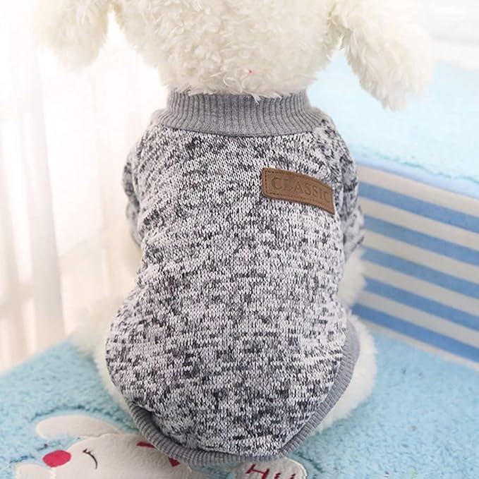 Idepet Pet Dog Classic Sweater, Soft Fleece Coat for Small,Medium Dog,Warm Pet Dog Cat Clothes,Soft Puppy Customes 2 Color (XXL, Grey)