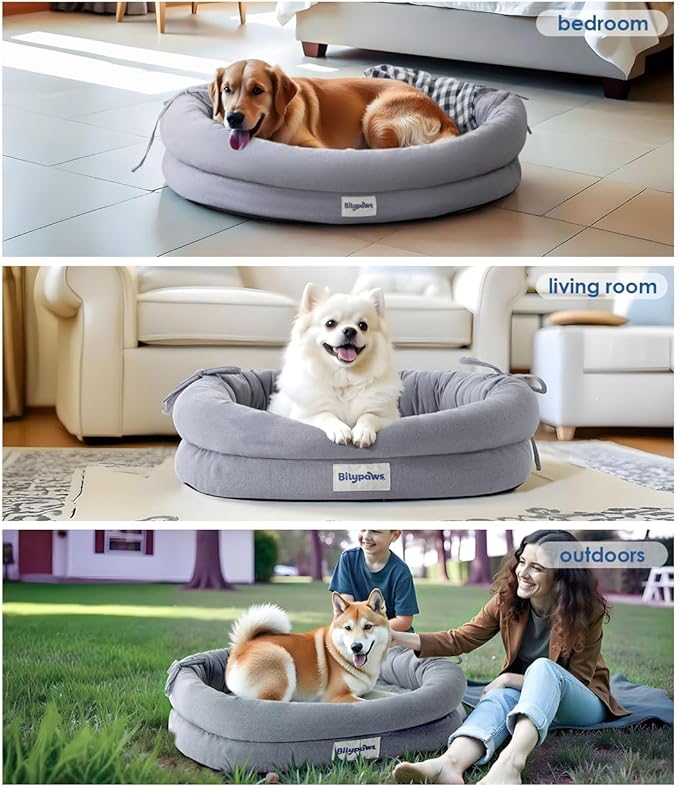 Orthopedic Dog Bed for Small Dogs, Pet Sofa Bed with Egg Crate Foam, 4-Sided Bolster, Removable Washable Cover & Anti-Slip Bottom, Small Gray