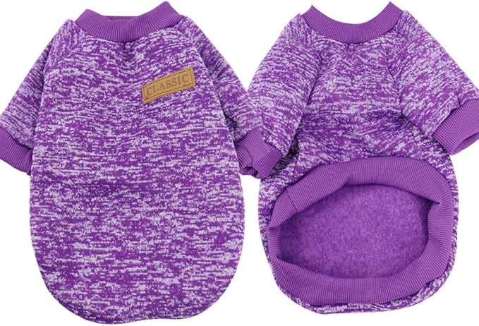 Idepet Pet Dog Classic Knitwear Sweater,Soft Fleece Coat for Small,Medium,Large Dog,Warm Pet Dog Cat Clothes,Soft Puppy Customes 2 Color (L, Purple)