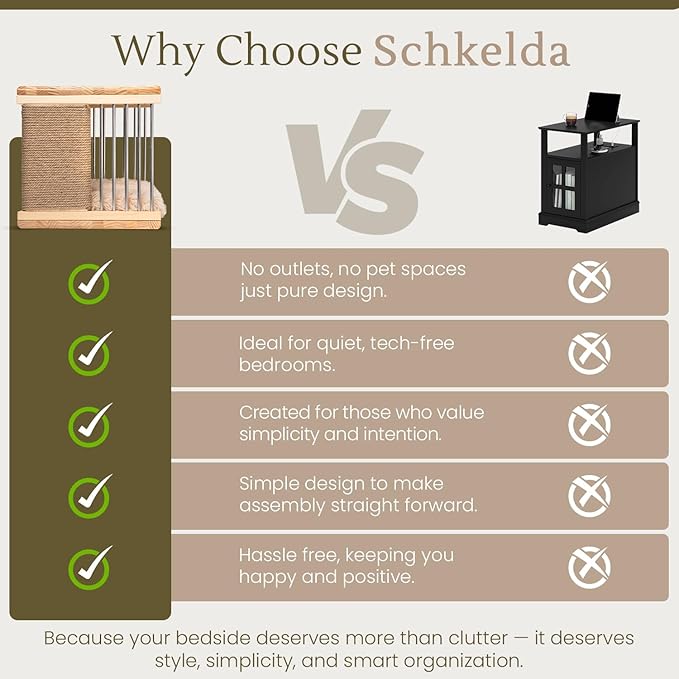 Wooden Cat House for Indoor Cats – Cat Furniture - Cat Bed with Area Scratching Pad - Cat Houses & Condos – Bedside End Table & Coffee Table for Living Room, Bedroom Decoration