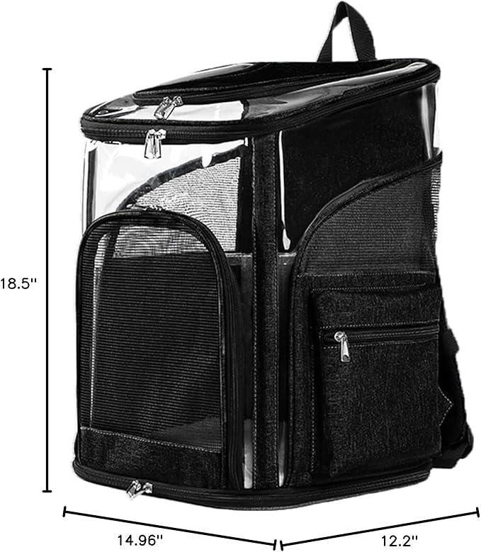 Cat Carriers Dog Carrier Pet for Small Medium Cats Dogs Puppies up to 25 Lbs, TSA Airline Approved Soft Sided, Collapsible Travel Puppy - Black Grey (L: 15.8" LX12.6 WX19.7 H, Black)