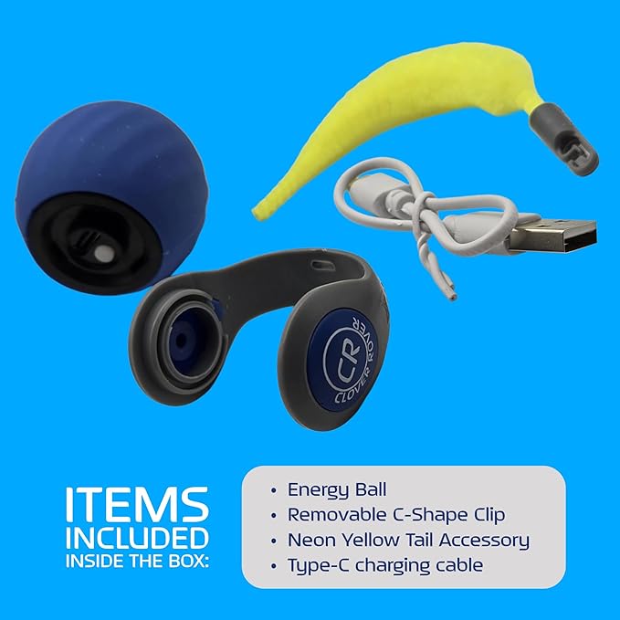 Interactive Ball Cat Toy, Version Bengal Blue with Neon Tail, 2-Speeds with Auto Shut-Off, Away Mode, for Indoor Adult Cats or Kittens