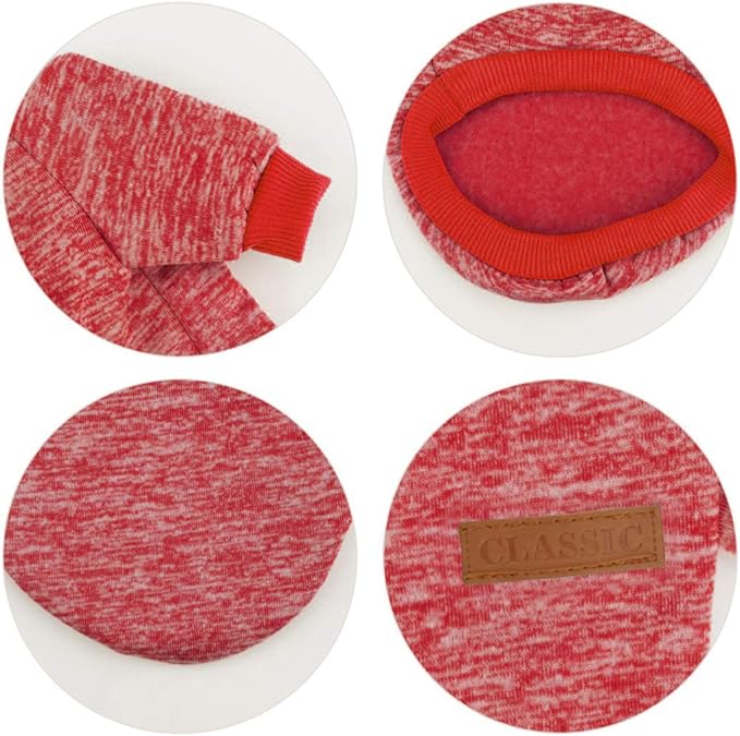Idepet Pet Dog Classic Knitwear Sweater Fleece Coat Thickening Warm Pup Dogs Shirt Winter Pet Dog Cat Clothes Puppy Customes Clothing for Small Dogs(XS,Orange Red)