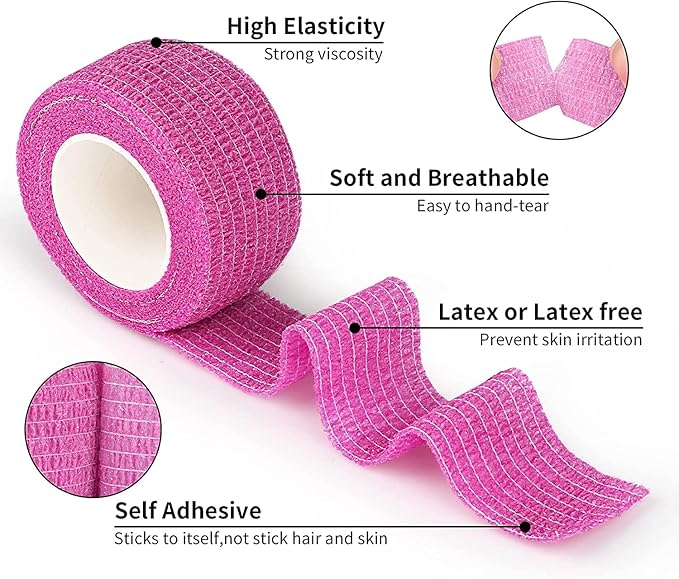 12Pack 1” x 5 Yards Self Adhesive Bandage Wrap, Elastic Self Breathable Self Adherent Wrap for Pets, Athletic Cohesive Bandage for First Aid, Sports Injury & Protection, 12Color