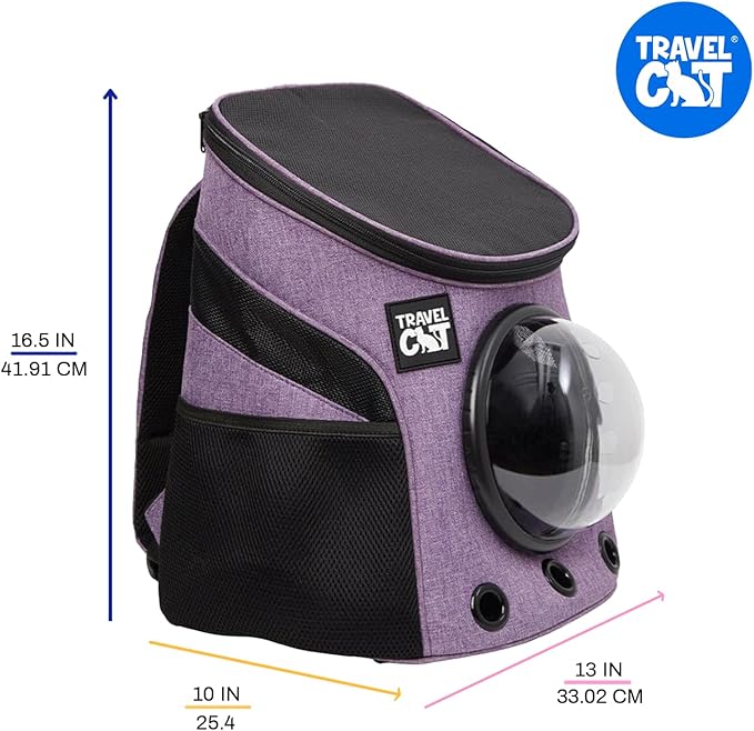 Fat Cat Backpack Carrier - Airline Approved Cat Carrier with Space Capsule Bubble for for Small Cats, Kitten - Premium Purple Cat Carrier Backpack for Outdoor, Travel, Hiking, Pet Supplies