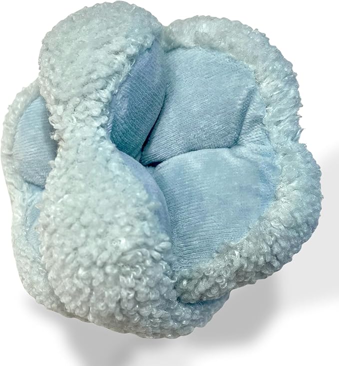 Glory To Dog Blue Snuffle Knot Interactive Dog Toy 4” Puzzle Ball with 8 Squeakers & Crinkle – Treat Hiding Enrichment Toy for Puppy & Small Breed Dogs – Durable Plush Sensory Play & Stimulation