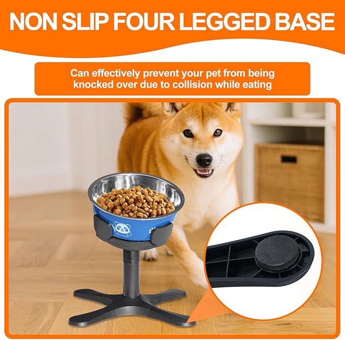 Elevated Dog Bowls 3 Height Adjustable Raised Bowl Stand with 42oz Stainless Steel Dog Food Bowls Tiltable Dogs Feeder Adjusts to 5.5",9.45",13.2" Non-Slip for Small Medium Large Dogs