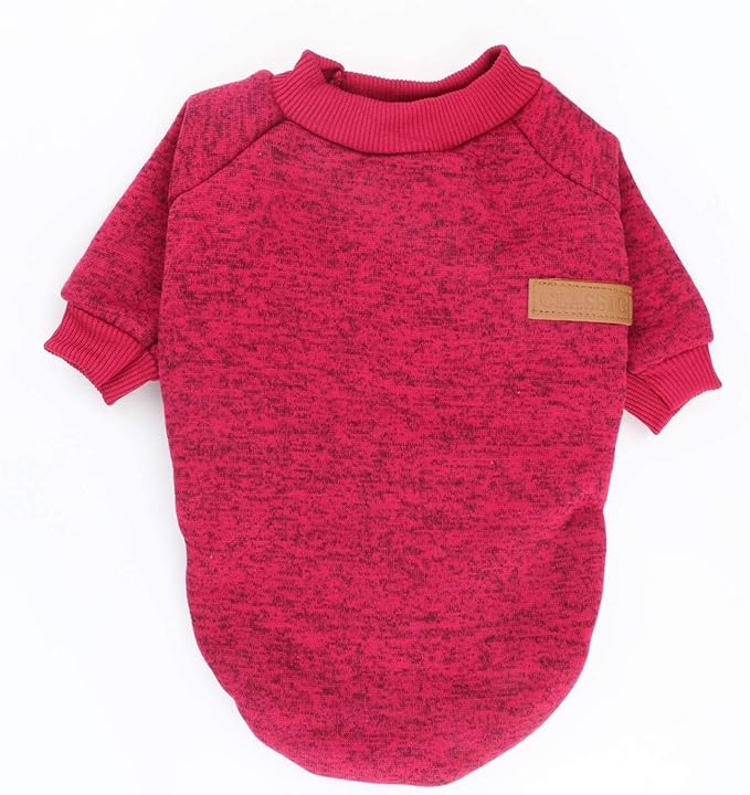 Idepet Pet Dog Classic Knitwear Sweater Fleece Coat Thickening Warm Pup Dogs Shirt Winter Dog Cat Clothes Puppy Customes Clothing for Small Dogs (XXS, WineRed)
