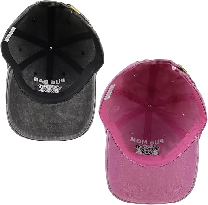 Dog Lover Hat for Men Women, Funny Adjustable Embroidered Cotton Pug Mom and Dad Baseball Cap