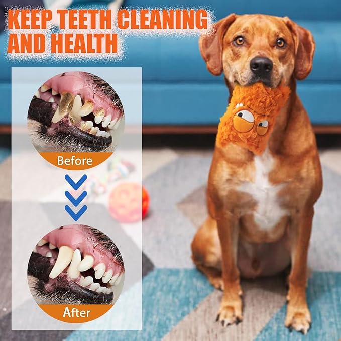 Squeaky Dog Toy, Plush Stuffed Dog Toy Keep Them Busy Tug of War Dog Chew Toy for Small Medium Large Dogs (Orange)