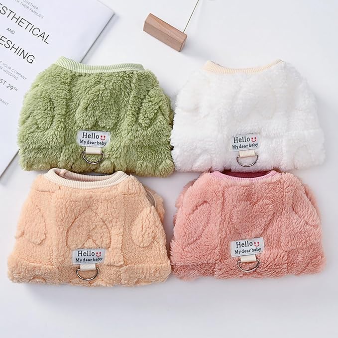 Warm Cat Apparel Cute Fluffy Cat Sweatshirt Cartoon Kitten Winter Coat Pullover Soft Skin-Friendly Knitwear (Large, Green)
