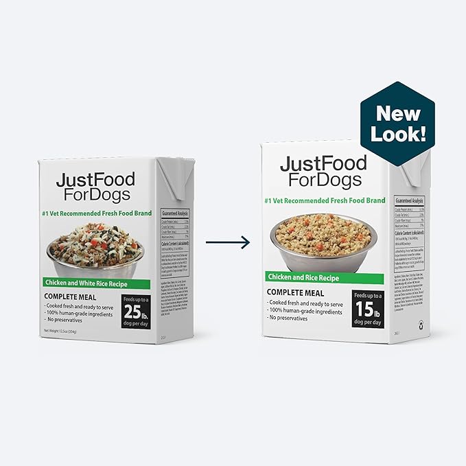 JustFoodForDogs Pantry Fresh Wet Dog Food, Complete Meal or Topper, Chicken & White Rice Human Grade Recipe - 12.5 oz (Pack of 6)