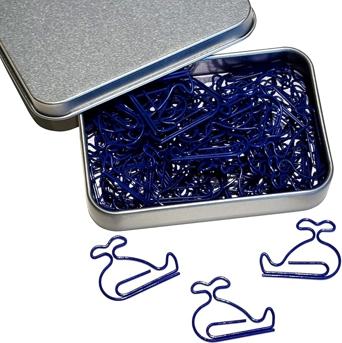 Cute Paper Clips, 60 PCS Whale Shaped Paper Clips Animal Bookmarks Clips, Assorted Colors, Fun Office Gifts for Women Men Coworkers Teachers Students Girls Boys, Christmas Gifts