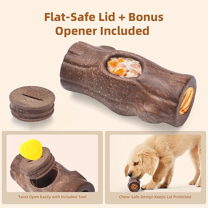 2 Pack Dog Toys for Aggressive Chewers, Interactive Indestructible Dog Toys to Keep Them Busy, Durable Dog Frozen Treat Toy for Large & Medium Dogs, Reduces Anxiety & Extends Playtime, Brown