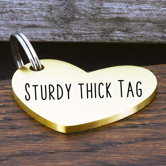 Ultra Joys Dog ID Tag, Custom Dog Tag Personalized Cat Tag, Pet ID Tag, Brushed Stainless Steel Heart Cat Tags Pet Tags Gold Small