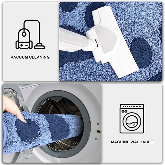 PURRUGS Dirt Trapping Door mat 32" x 70", Non-Skid/Slip Machine Washable Microfiber Entryway Rug, Dog Door Mat, Super Absorbent Welcome Mat for Muddy Wet Shoes and Paws, Light Blue