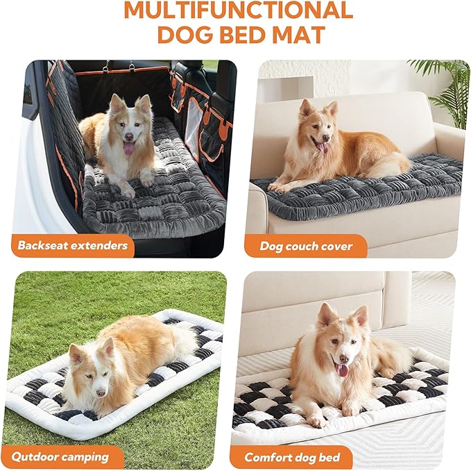 Soulbond Backseat Pet Bed Mat,Dog Bed for Car,Fuzzy Dog Seat Cover for Car Back Seat, Non-Slip Travel Pet Mat, Fit for Backseat Extenders and Seat Covers(Gray)